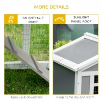 PawHut Two-Tier Rabbit Hutch, with Sunlight Panel Roof, Slide-Out Tray - Grey(m-7)
