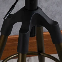 HOMCOM Sgabello da Bar Stile Industriale Alto per Cucina, Seduta Girevole con Altezza Regolabile e Poggiapiedi in Metallo, Bronzo, 45x45x74-82cm(m-9)