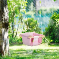 Outsunny Scaun pentru leagan pentru copii din tesatura si lemn, 40x40x180cm, Roz(m-2)