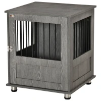 PawHut Dog Crate Table for Medium and Large Dogs with Magnetic Door for Indoor Use, 60 x 55 x 70 cm, Grey(m-11)