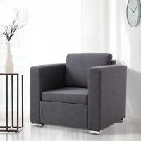 HOMCOM Poltroncina da Camera Salotto Relax Elegante Moderna Tessuto Imbottita 81 × 73 × 78cm Grigio Scuro(m-10)