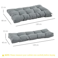 Outsunny 2Pcs Garden Tufted Pallet Cushions Seat Pad Back Cushion Indoor Outdoor Grey(m-3)