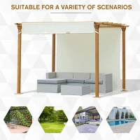 Outsunny Steel Frame Retractable Outdoor Garden Pergola Beige(m-7)
