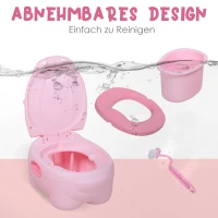 HOMCOM Kindertöpfchen, Kindertoilette, Baby WC mit abnehmbarer Schale, Toilettesitz in Nilpferd Optik, Baby Toilettentrainer  für 6-48 Monate, Plastik Rosa 40 x 30 x 23 cm(m-6)