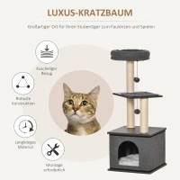 PawHut kattenkrabpaal kattenspeelgoed klimboom speelmogelijkheden speelsisal speeltouw PB plaat sisal donkergrijs 40 x 40 x 104 cm(m-4)