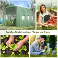 Outsunny Foliengewächshaus begehbares Gewächshaus 3 x 2 m Polytunnel Folientunnel Treibhaus Frostschutz Stahlrohr Dunkelgrün(m-7)