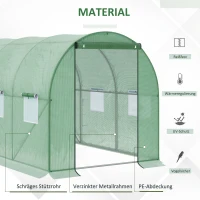Outsunny Foliengewächshaus begehbares Gewächshaus 3 x 2 m Polytunnel Folientunnel Treibhaus Frostschutz Stahlrohr Dunkelgrün(m-4)