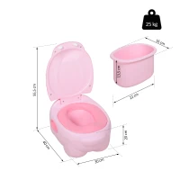 HOMCOM Kindertöpfchen, Kindertoilette, Baby WC mit abnehmbarer Schale, Toilettesitz in Nilpferd Optik, Baby Toilettentrainer  für 6-48 Monate, Plastik Rosa 40 x 30 x 23 cm(m-3)