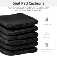 Outsunny Set of 6 Pcs Chair Cushion, 42Lx42Wx5T cm-Black(m-6)