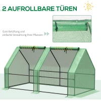 Outsunny® Mini-Gewächshaus Treibhaus Pflanzenaufzucht UV-Schutz 2 Türen Stahl+PE Grün(m-7)