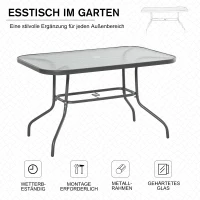 Outsunny tuintafel balkontafel tuin bijzettafel met parasolgat gehard glas metaal(m-6)