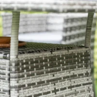 Stół Ogrodowy Outsunny z Szklanym Blatem, Meble Ogrodowe, Poli-rattan+Szkło Bezpieczne, Szary+Czarny, 150x85x74 cm(m-9)