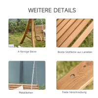 Huśtawka Ogrodowa Outsunny, 2-osobowa Ławka Bujana z Baldachimem, Drewno Sosnowe, Kremowy Biały, 170 x 128 x 183 cm(m-6)