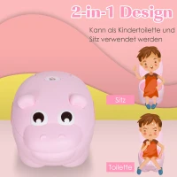 HOMCOM Kindertöpfchen, Kindertoilette, Baby WC mit abnehmbarer Schale, Toilettesitz in Nilpferd Optik, Baby Toilettentrainer  für 6-48 Monate, Plastik Rosa 40 x 30 x 23 cm(m-4)