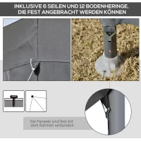 Outsunny® pawilon ogrodowy pawilon altana ogrodowa 6-kątna namiot imprezowy namiot ogrodowy namiot na uroczystości namiot poliester + metal, kolor szary, 390 cm x 390 cm x 250 cm(m-6)