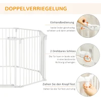 PawHut Puppy Playpen Pet Safety Gate with Door Fireplace Guard Flexibly Foldable 8 Panels each 60 x 76 cm White(m-4)