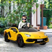 HOMCOM Kinderauto elektrische auto kindervoertuig voor 3-8 jaar met MP3 geel(m-2)