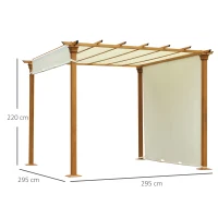 Outsunny Steel Frame Retractable Outdoor Garden Pergola Beige(m-3)