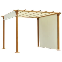 Outsunny Steel Frame Retractable Outdoor Garden Pergola Beige(m-1)