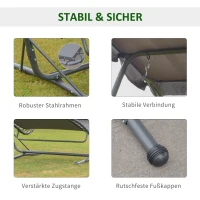 Outsunny Zwevende lounger zwevend ligbed Hollywoodschommel dubbele lounger met dak metaal grijs(m-6)