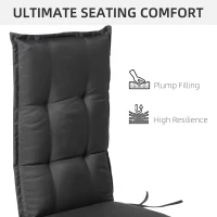 Outsunny Polyester High Back Outdoor Garden Chair Replacement Cushion Grey(m-4)