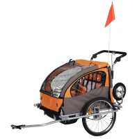 HOMCOM PRZYCZEPKA DO ROWERU JOGGER 2w1 OBROTOWA 360° POMARAŃCZOWA(m-11)