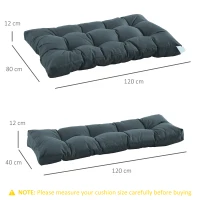 Outsunny 2Pcs Garden Tufted Pallet Cushion Seat Pad Back Cushion Patio for Indoor Outdoor Use, Dark Grey(m-3)