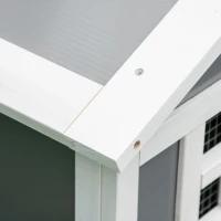 PawHut Two-Tier Rabbit Hutch, with Sunlight Panel Roof, Slide-Out Tray - Grey(m-13)