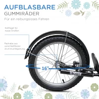 HOMCOM Kinderroller, Scooter mit Bremse, inkl. Korb, höhenverstellbar, für Kinder 5-12 J., blau+schwarz(m-7)