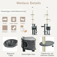 PawHut krabpaal met sisalpalen krabpaal voor katten klimpaal donkergrijs(m-4)