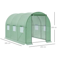 Outsunny Foliengewächshaus begehbares Gewächshaus 3 x 2 m Polytunnel Folientunnel Treibhaus Frostschutz Stahlrohr Dunkelgrün(m-3)