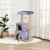 PawHut drapak dla kota drzewo wspinaczkowe dom dla kota z jaskinią sizalową szarą(m-2)