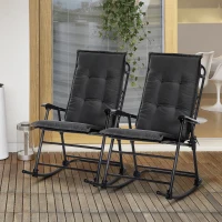 Outsunny Polyester High Back Outdoor Garden Chair Replacement Cushion Grey(m-1)