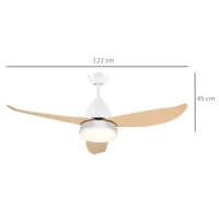 HOMCOM Ventilateur plafond avec lumiere 24 W réversible, ventilateur de plafond avec 3 pales et télécommande 6 vitesses silencieux, lampe ventilateur plafond LED Ø122 cm, pour chambre, salon, blanc(m-3)