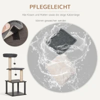 PawHut kattenkrabpaal kattenspeelgoed klimboom speelmogelijkheden speelsisal speeltouw PB plaat sisal donkergrijs 40 x 40 x 104 cm(m-7)