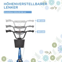 HOMCOM Kinderroller, Scooter mit Bremse, inkl. Korb, höhenverstellbar, für Kinder 5-12 J., blau+schwarz(m-4)