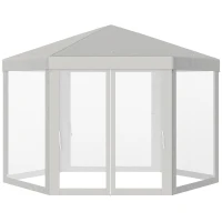 Tuinpaviljoen partytent paviljoen tuintent feesttent 6-hoekig, 3,9x3,9m(m-1)