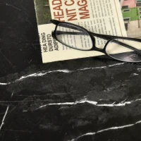 HOMCOM Faux Marble Coffee Table, with Two-Tiers - Black(m-12)