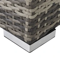 Outsunny Square PE Wicker Rattan Table with Glass Top - Dark Grey(m-9)