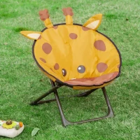 HOMCOM krzesło kempingowe dziecięce składane dziecięce krzesło składane moon chair do pomieszczeń i na zewnątrz łatwe do przenoszenia dla dzieci w wieku od 3 do 5 lat stal kolor żółty Ø 50 x wys. 49 cm(m-9)