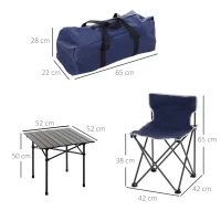 Outsunny Oxford Cloth 4-Seater Camping Table & Chair Set Blue(m-3)