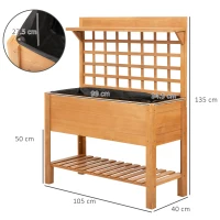 Outsunny Wooden Planter Raised Elevated Garden Bed with 2 Shelves for Vegetables Flowers(m-3)
