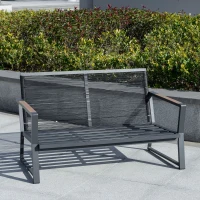 Outsunny 4-częściowy zestaw mebli ogrodowych, sofa, fotel, stolik, polirattan, aluminium w kolorze szarym(m-8)