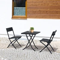 Outsunny 3-delig poly-rotan Bistro zitgroep tafel-stoel set tuinset tuinmeubels(m-2)