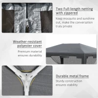 Outsunny 4 m x 3 m Gazebo with Sides, Outdoor Party Tent, Sun Shade Canopy with Mesh Sidewalls, Dark Grey(m-6)