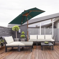 Outsunny parasol zginany parasol ogrodowy, parasol plażowy 3-stopniowa regulacja drewno jodłowe + poliester kolor zielony 200 x 150 x 230 cm(m-9)