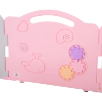 HOMCOM Schutzgitter Baby Laufgitter 12 Elemente Absperrgitter Korb 3 Zahnräder HDPE Rosa 162 x 84 x 63 cm(m-9)
