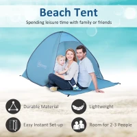 Outsunny 2-3 Person Pop up Beach Tent Hiking UV 30+ Protection Patio Sun Shelter (Blue)(m-4)