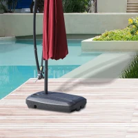 Outsunny Sand or Water Fillable Parasol Base Stand Weights Portable Umbrella Holder with Wheels Cantilever Patio Garden Outdoor Black(m-10)
