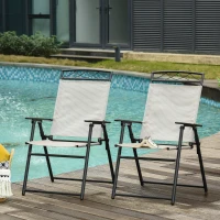 Outsunny Outdoor Chairs Set of 2 Foldable w/ Texteline Fabric for Garden Balcony Poolside(m-2)